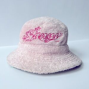 GANNI Logo Embroidered Terrycloth Bucket Beach Hat - Pink